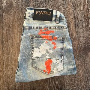 FWRD Distressed Splatter Girl’s Denim Cutoff Shorts Size 14